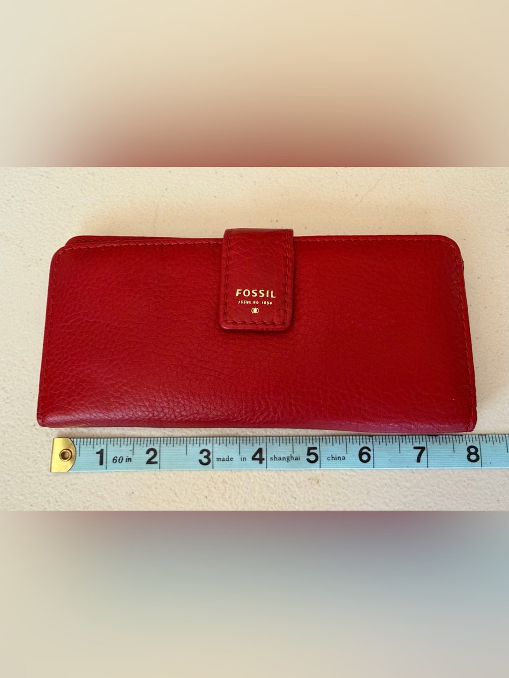 Fossil Red Leather Snap Wallet